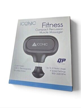 ICONIC Fitness Compact Percussion Muscle Massager 4 Speed USB-C NWT